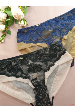 Кружевные трусики слипы с микросеточкой Lanny Mode 51189